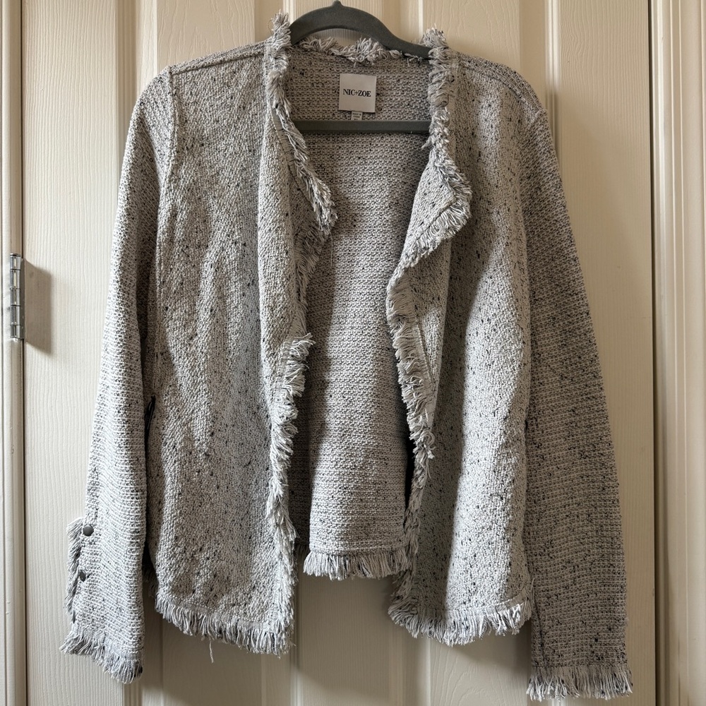 NIC+ZOE | Heather Gray | Fringe Knit Open Cardigan | Women’s Size XL